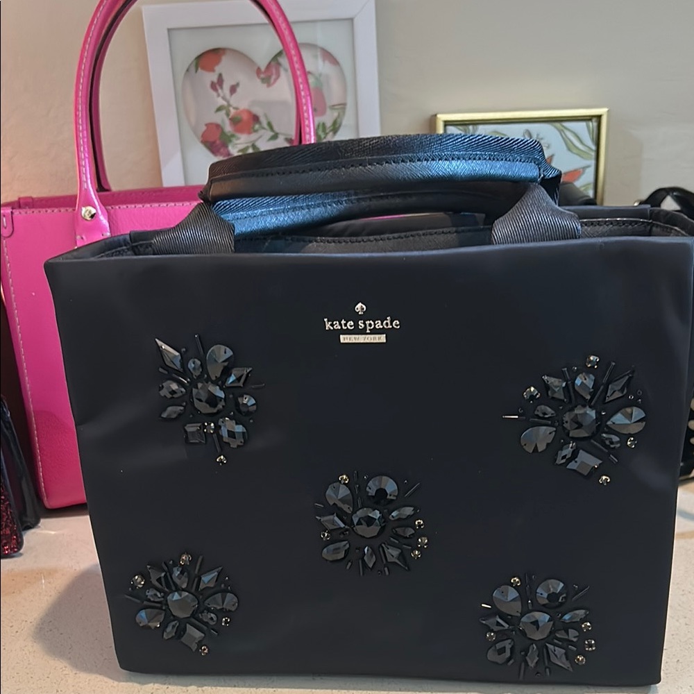Kate Spade Black Floral Embellished Tote